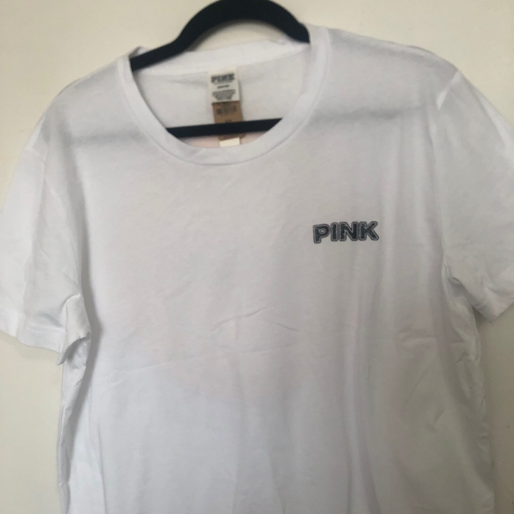 PINK Victoria Secret White TShirt with PINK logo size Medium